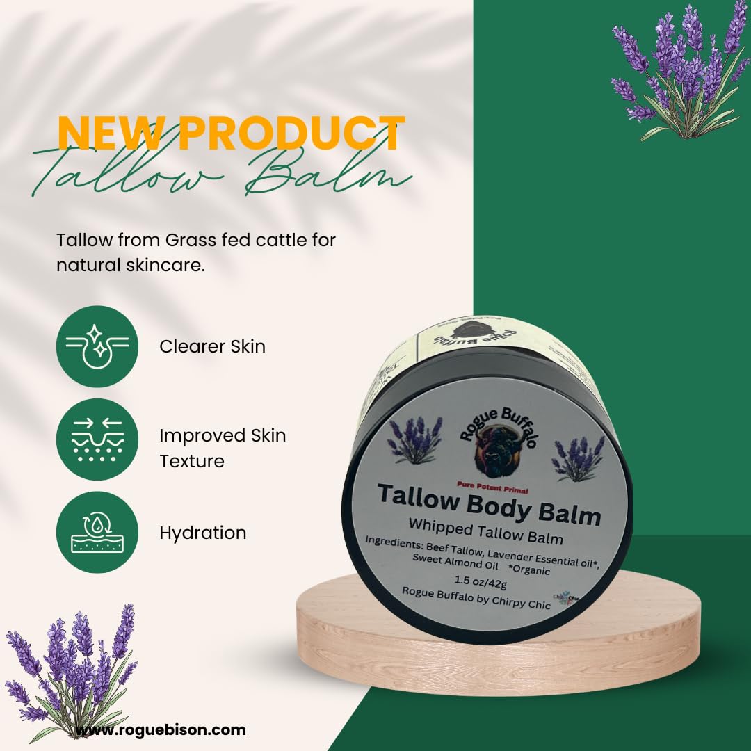 Beef tallow balm. Homemade tallow face moisturizer with Almond Oil and Organic Lavender Essential Oil