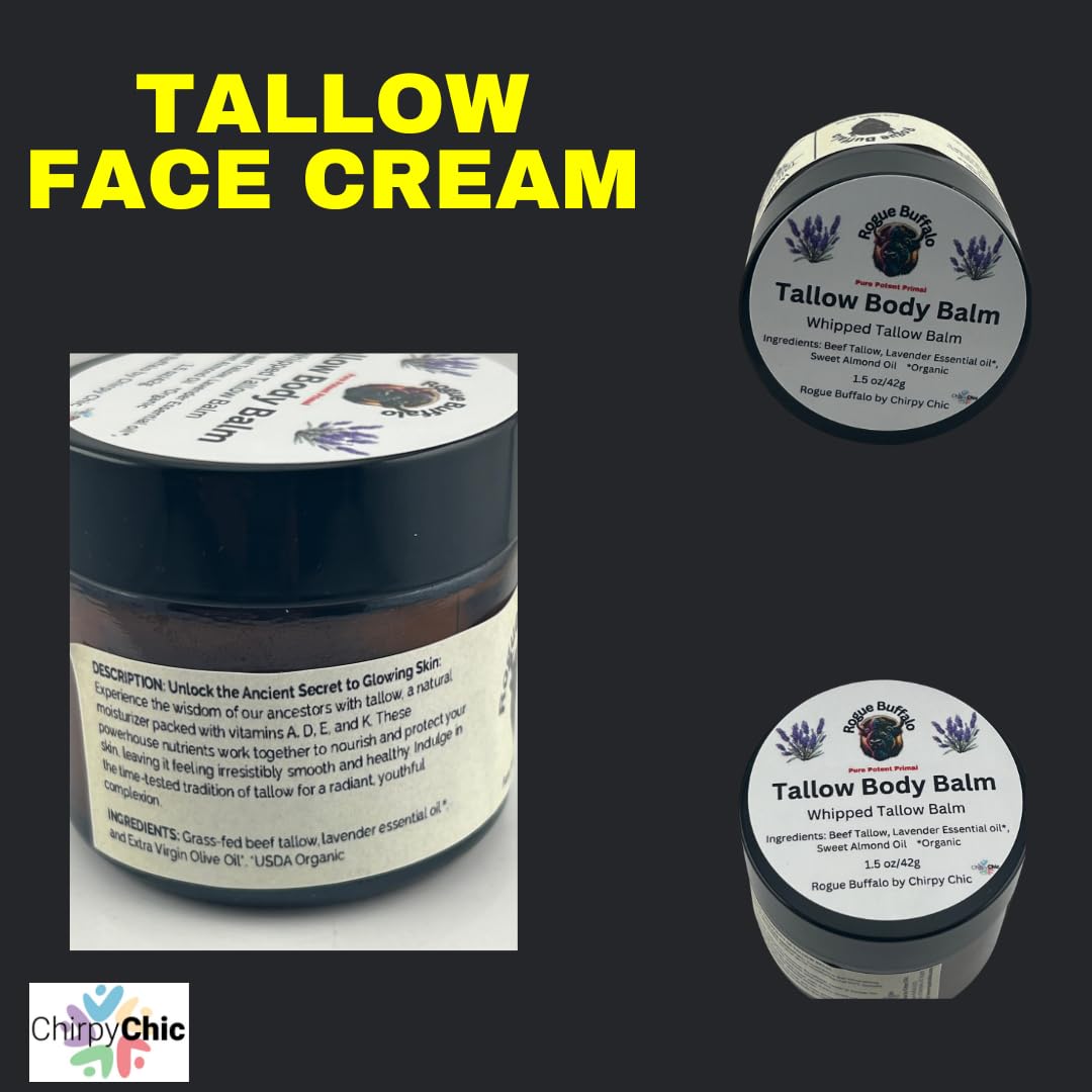 Beef tallow balm. Homemade tallow face moisturizer with Almond Oil and Organic Lavender Essential Oil