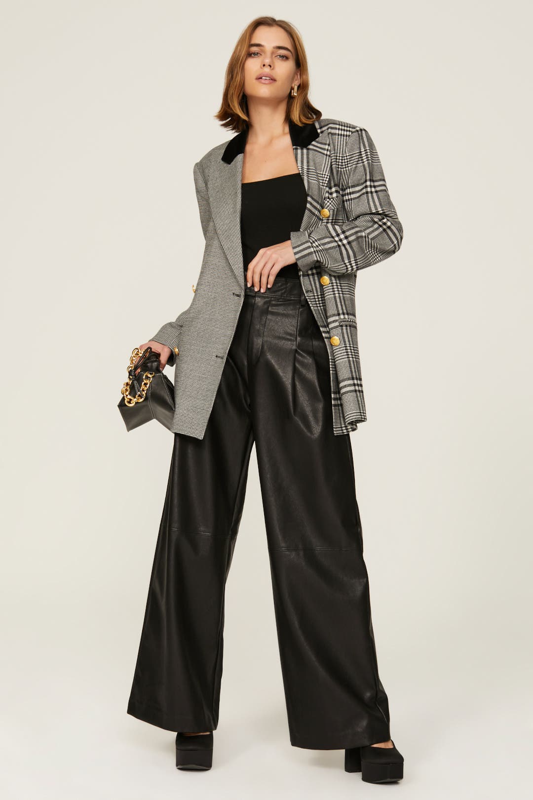 Ronny Kobo Black And White Plaid Blazer – Size 6
