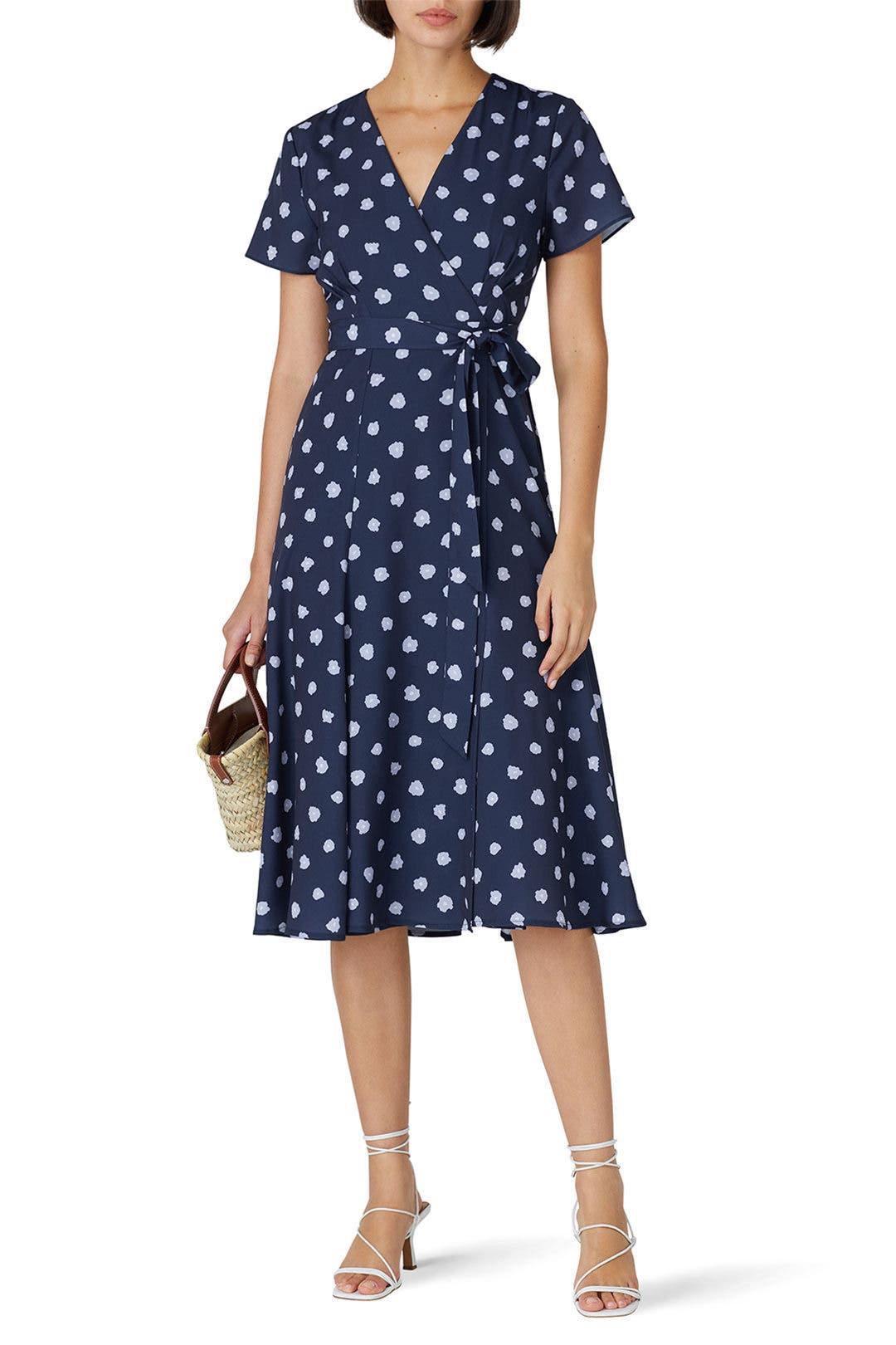 Slate & Willow Flutter Sleeve Wrap Dress In Ditsy – Size 6